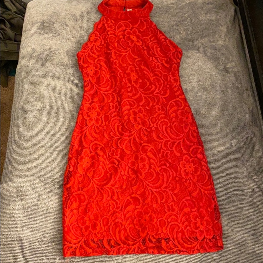 Red lace dress